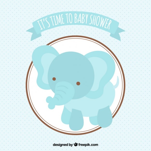 Free Vector baby shower card with a blue elephant