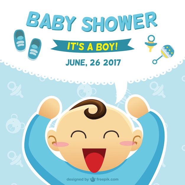 Baby shower card with a boy illustration