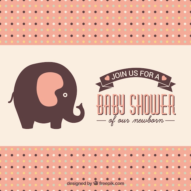 Бесплатное векторное изображение baby shower карты с милой слон