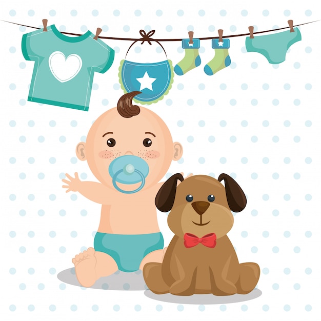 Free vector baby shower card with little boy