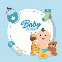 Baby shower card with little boy