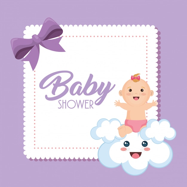 baby shower card with little girl