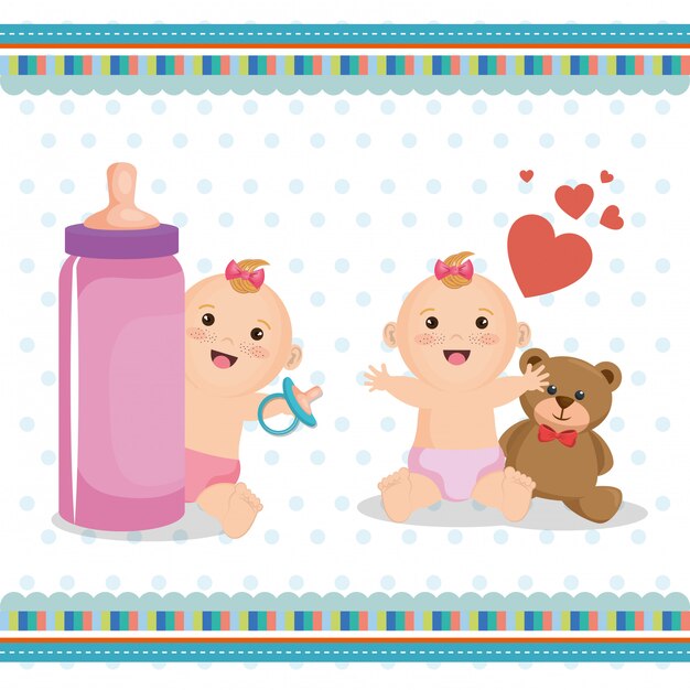 baby shower card with little kids