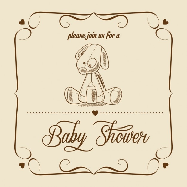 Free vector baby shower card with retro toy