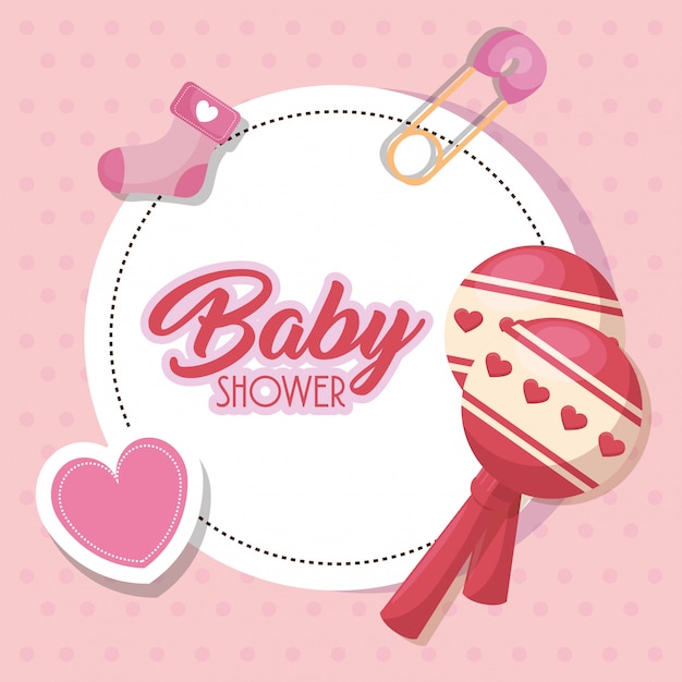 baby shower card with set icons