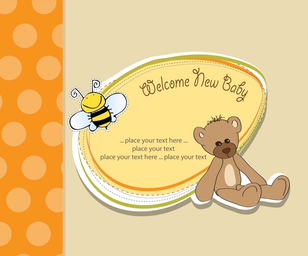 Baby shower card with teddy bear