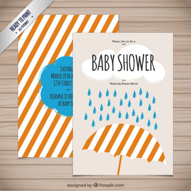 Baby shower card with an umbrella