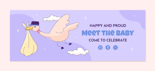 Vettore gratuito cover di facebook per la celebrazione della baby shower