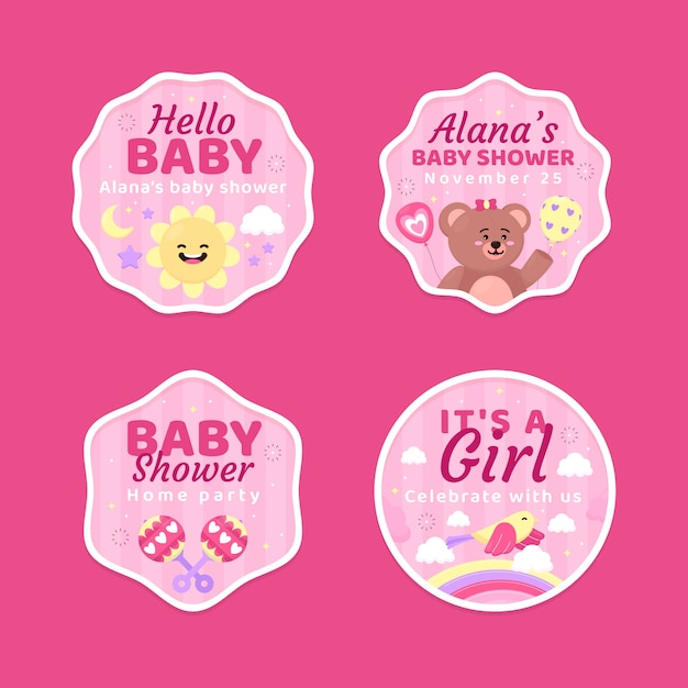 Free vector baby shower celebration  labels