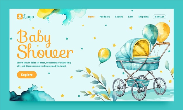 Free vector baby shower celebration   landing page