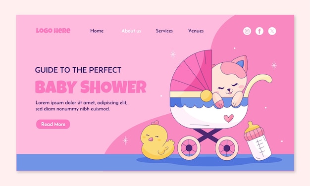 Free vector baby shower celebration   landing page