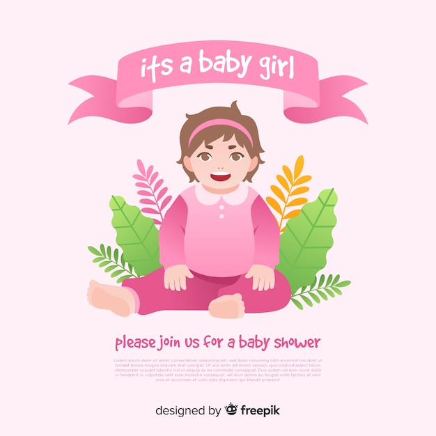 Free vector baby shower design for girl