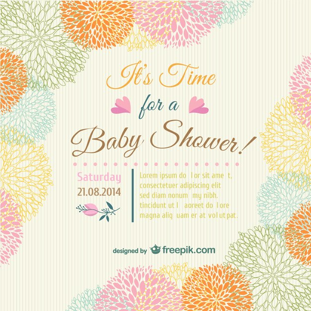 Baby shower floral invitation card 