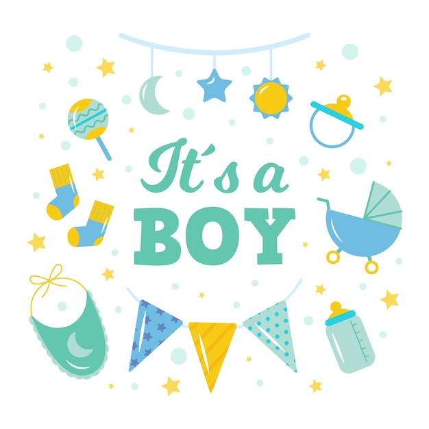 Free vector baby shower gender reveal for boy