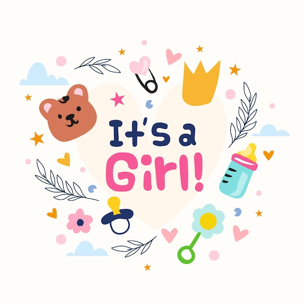 Free vector baby shower (girl) with toys