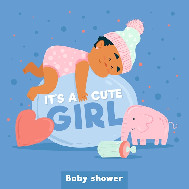 Vettore gratuito baby doccia per ragazza