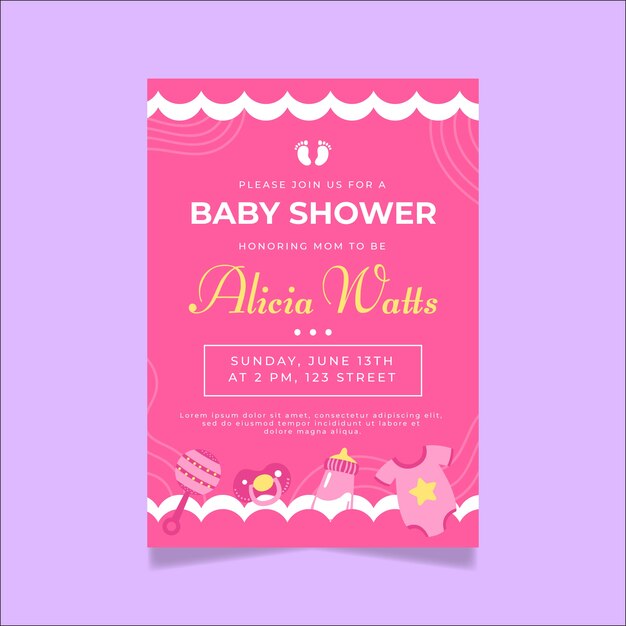 Baby shower invitation for baby girl