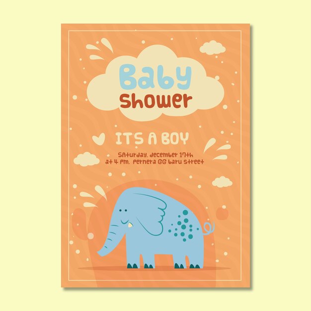 Baby Shower Invitation For Boy With Elephant