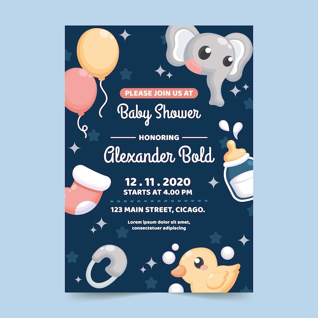 Vettore gratuito design per invito baby shower