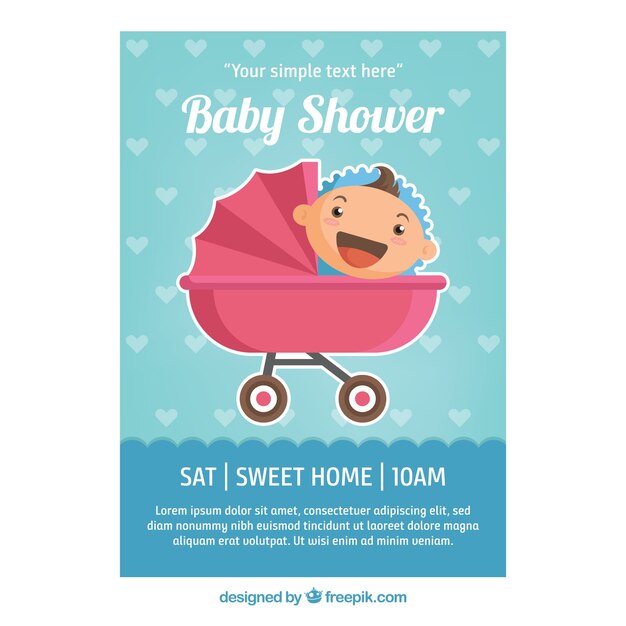 Baby shower invitation in flat style