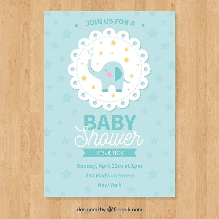 Free Vector baby shower invitation in flat style
