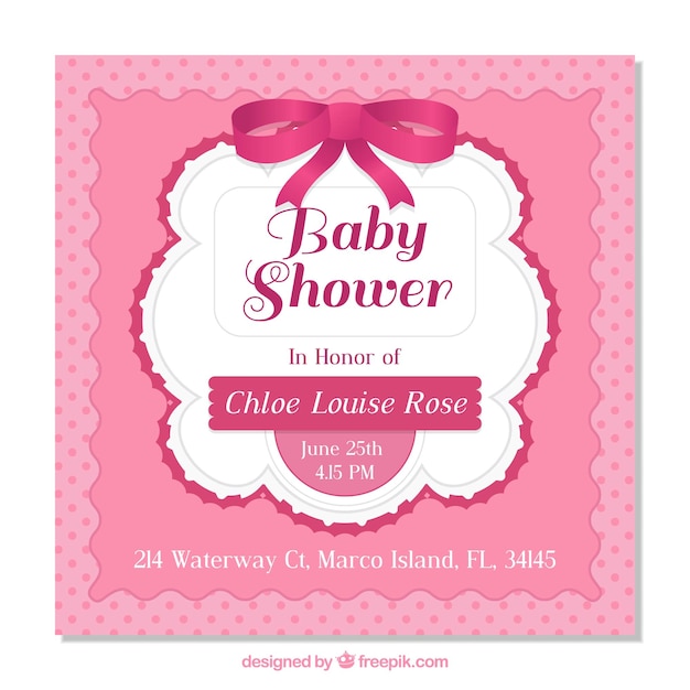 Free vector baby shower invitation for a girl