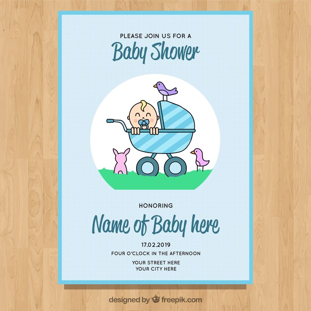 Baby shower invitation in hand drawn style