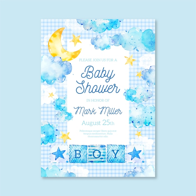 Baby shower invitation template for boy