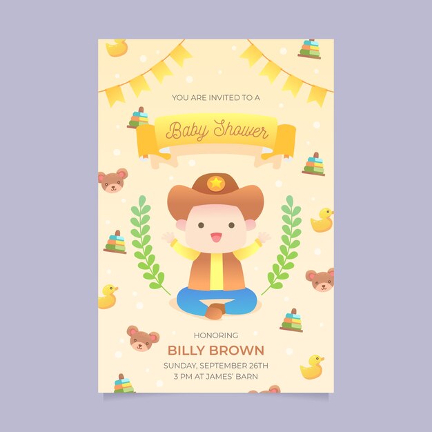 Free vector baby shower invitation template design