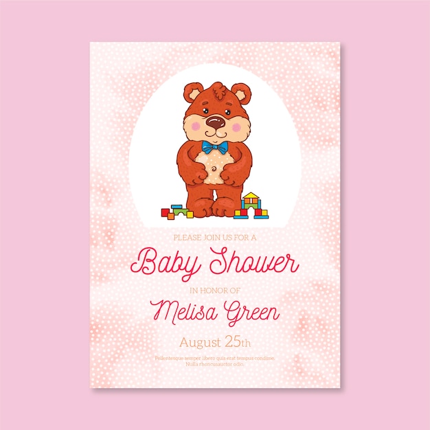 Vettore gratuito modello di invito baby shower per ragazza