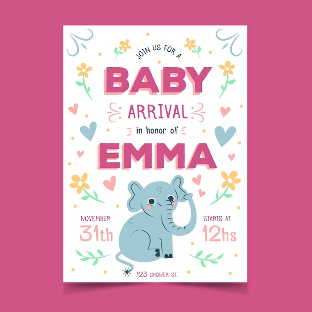 Baby Shower Invitation Template – Free Vector Download