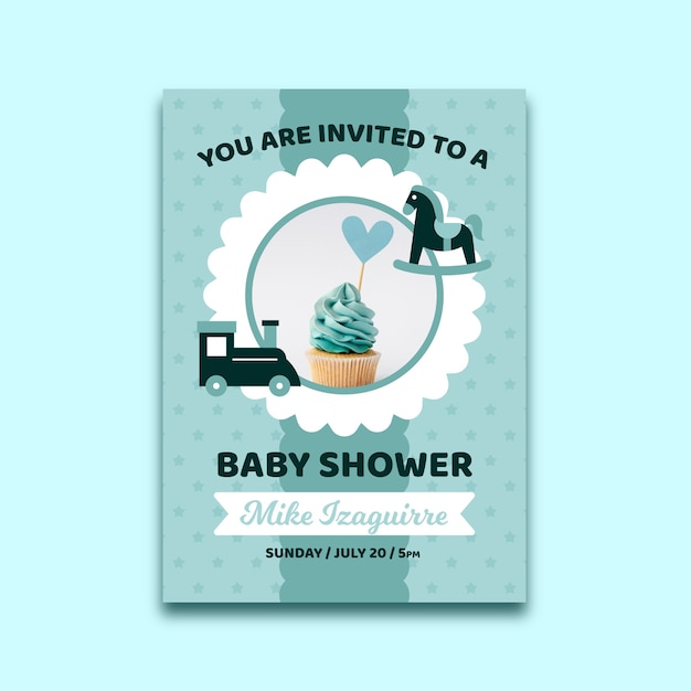 Шаблон приглашения baby shower с фото для мальчика