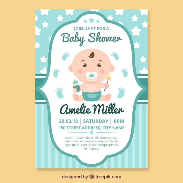 Free vector baby shower invitation template