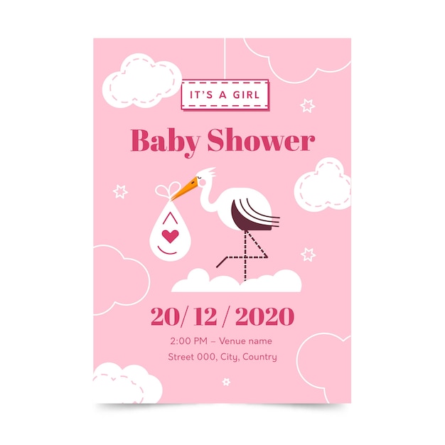 Free vector baby shower invitation template