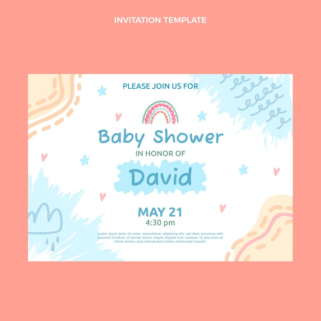 Vettore gratuito modello di invito per baby shower