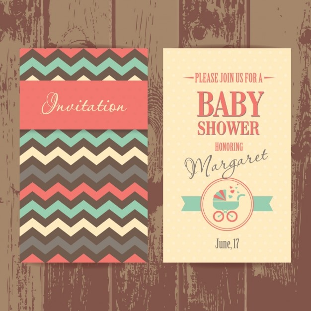 Free vector baby shower invitation in vintage style