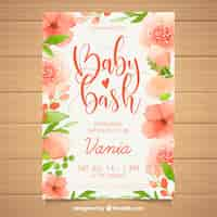 Free vector baby shower invitation in watercolor style