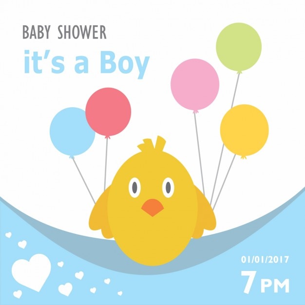 Free vector baby shower invitation with a chicken design