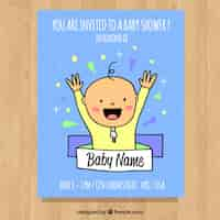 Free vector baby shower invitation with cute boy