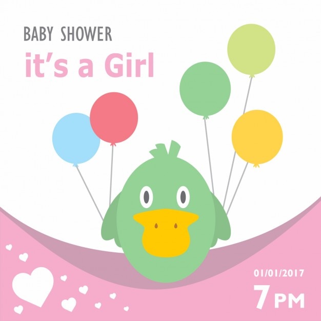 Free Vector baby shower invitation with a duck design