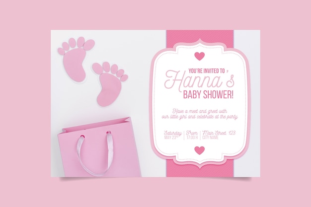 Free vector baby shower invitation with girl photo