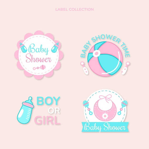 Vettore gratuito collezione di etichette per baby shower