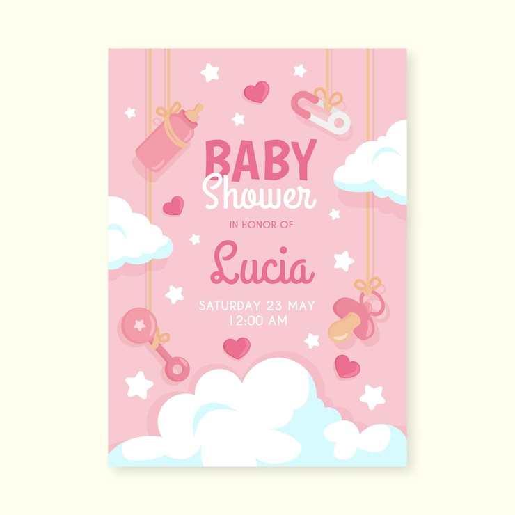 Free Vector baby shower pink invitation template