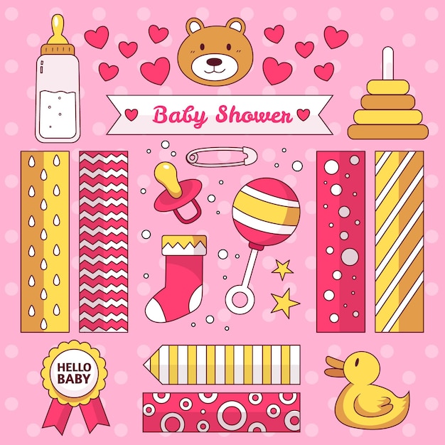 Free vector baby shower scrapbook set