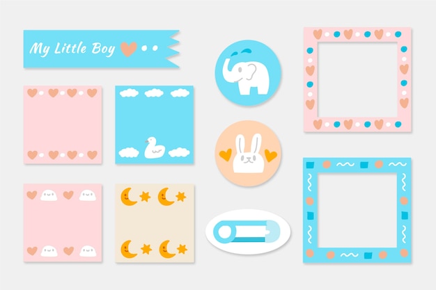 Free vector baby shower scrapbook set