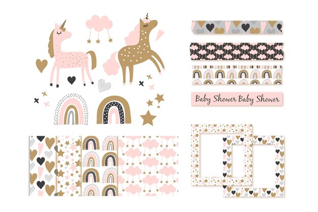 Free vector baby shower scrapbook set