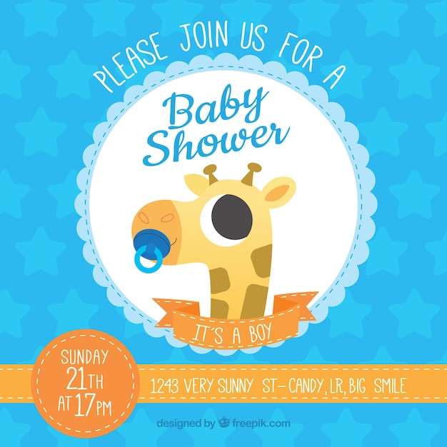 Baby shower template with giraffe