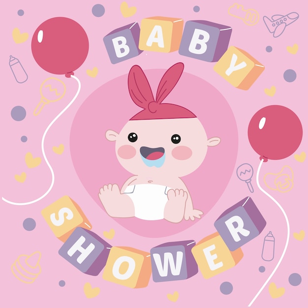 Free vector baby shower thematic concept for girl