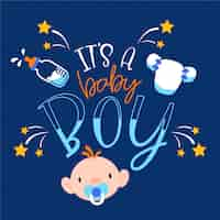 Free vector baby shower with boy decorative theme