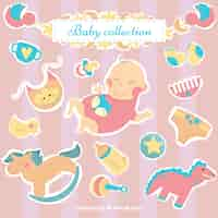 Free vector baby toys collection in flat style